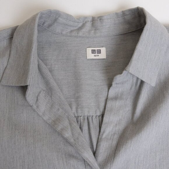 🚨 Uniqlo Soft Brushed Long Sleeve Shirt Gray - Picture 4 of 13
